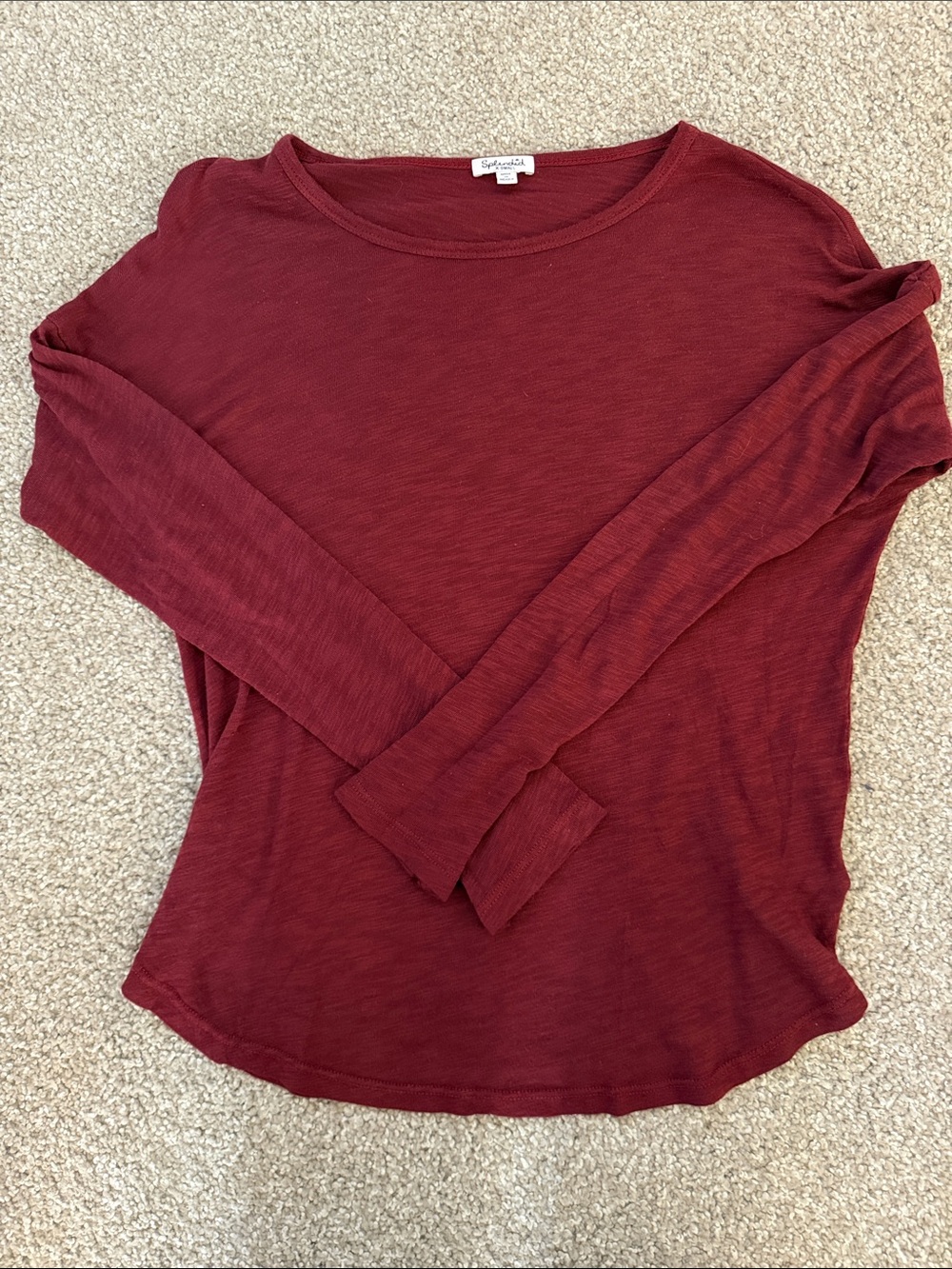Splendid Long Sleeve Crewneck Top - Wine